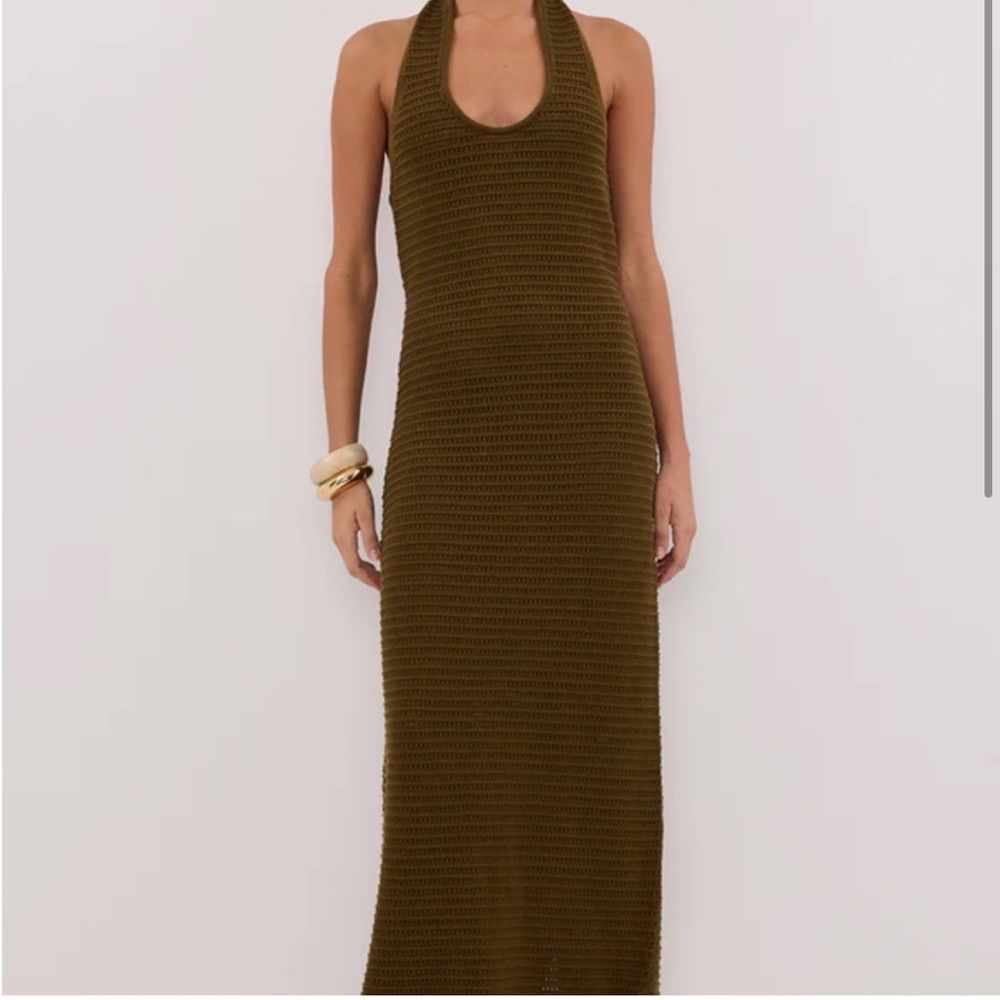 DISSH Gina green crochet halter dress, NWT